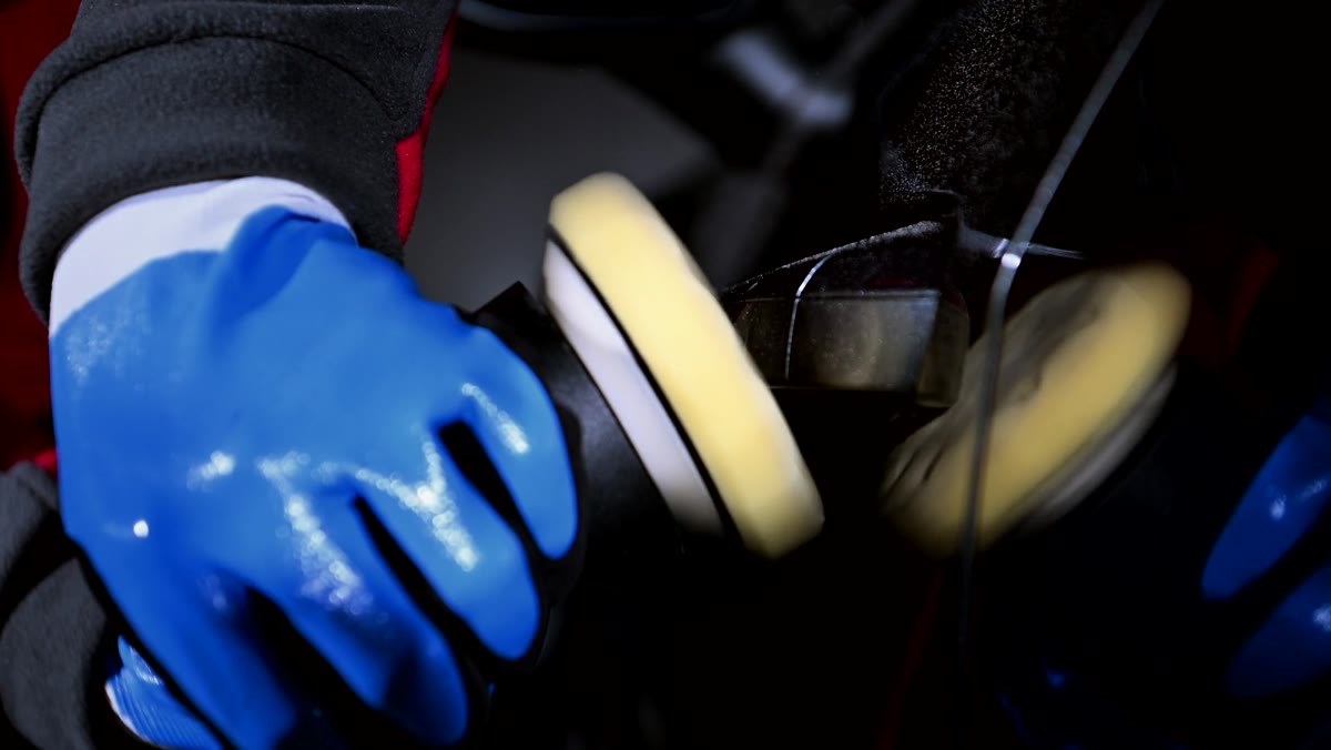 Machine polishing under workshop light